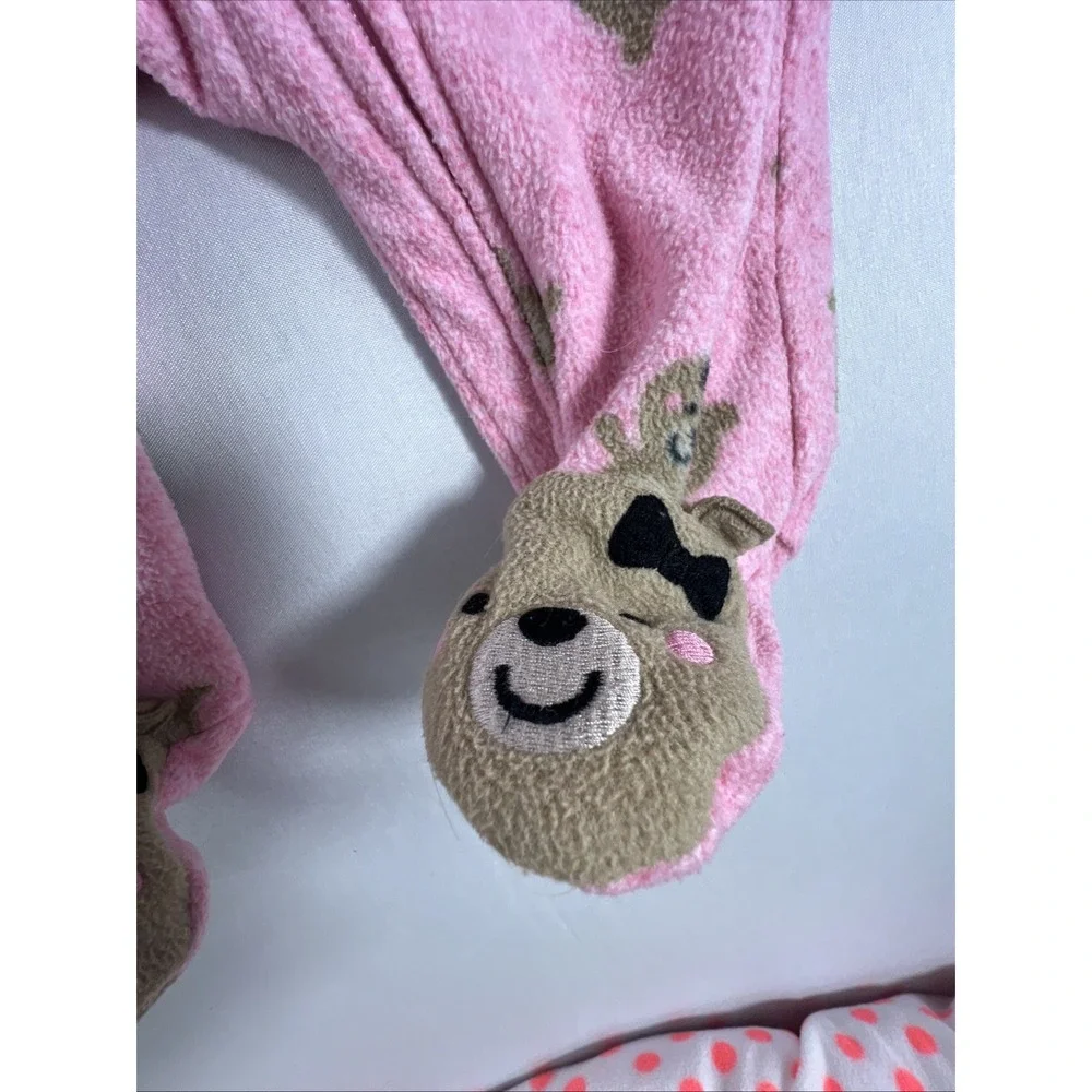 Carters Baby Girl Footed Pajamas Lot 6 Fleece Cotton Sleep Play 3M-6M